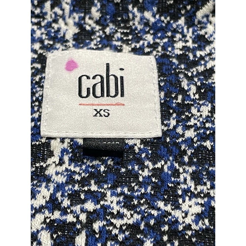 CAbi Women's 21 Club Blue Black Tweed Jacket Blazer XS (16x20") Missing Button - Picture 5 of 7